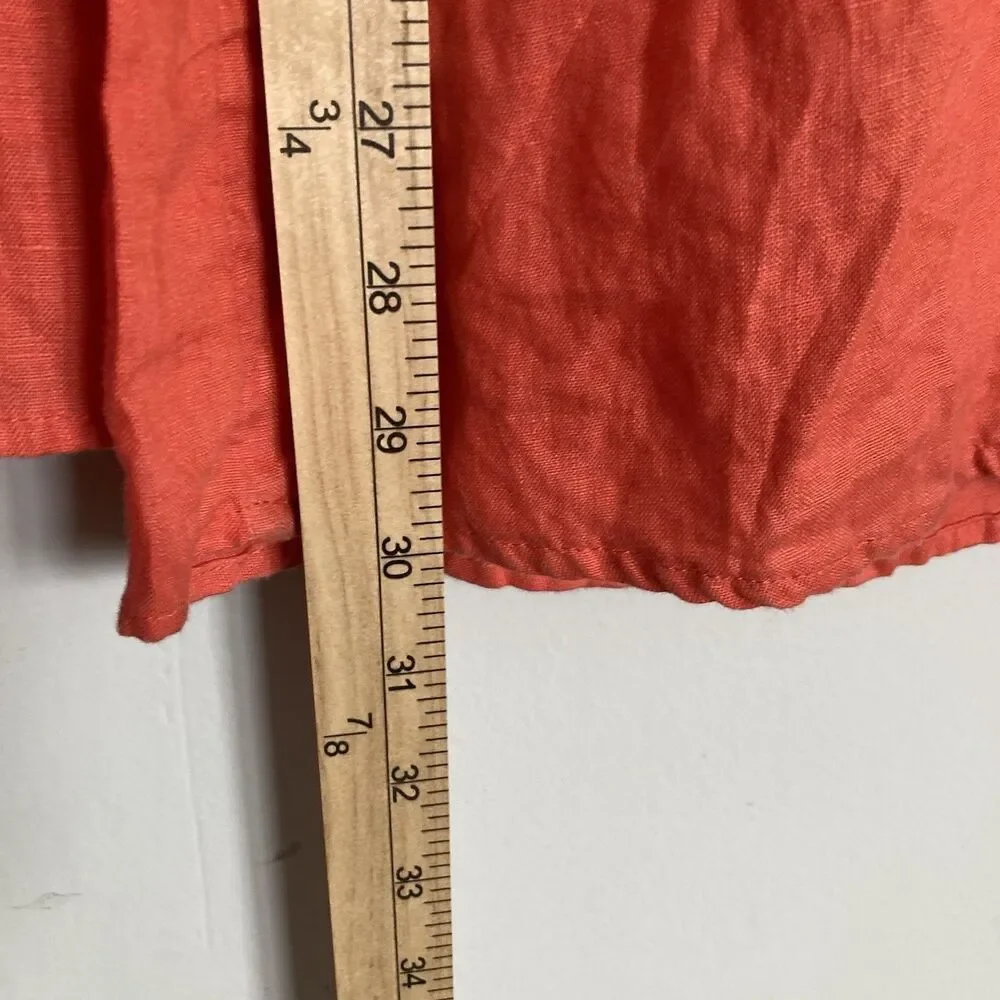 Banana Republic High Rise Wide Leg Linen Pants 12 Palazzo Sedona Coral Orange